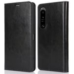 Sony Xperia 1 VI Smidigt mobilfodral i äkta läder, Svart