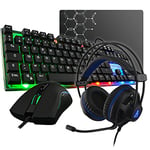 The G-Lab Gallium E-Pack Gaming Combo 4 in 1 - QWERTY Gaming Keyboard - Includes Ñ-Backlit, 2400 dpi Gaming Mouse, Gaming Headphones, Anti-slip Mouse Pad - PS4 PS5 Xbox One PC