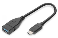 USB Type-C adapter cable, OTG, type C - A M/F, 0,15m, 3A, 5GB, 3.0 Version, bl