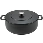 Gjutjärnsgryta emaljerad, Svart, 28 cm.