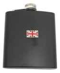 Union Jack Matte Black Stainless Steel Hip Flask with Free Engraving 383