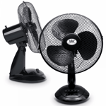 PAIR Prem-I-Air 12" 30cm Black Desk Fan 3 Speed Quiet Operation Oscillating Tilt