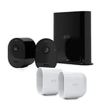 Arlo Pro3 Wireless Outdoor Home Security Camera system, 6-Month Battery, Colour Night Vision, 2-Way Audio, 2 camera kit with FREE white covers, Free Trial of Arlo Secure Plan, black & white