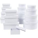 Pappaskar, H: 3,5+4,5+5,5+6,5 cm, stl. 8,5x11,5+11x14 cm, Innehållet kan variera , vit, 16 st./ 1 förp.