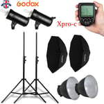 UK 2*Godox SK300II 300W 2.4G Flash+95cm FW softbox+Xpro-C trigger for Canon Kit