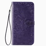 VGANA Case Compatible for MOTO Motorola G9 Plus, Leather Wallet Cover Elegant Datura Embossed Pattern with Card Solt and Magnetic Closure Phone Shell. Purple