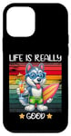 Coque pour iPhone 12 mini Life Is Really Good Planche de surf en caoutchouc Husky pour l'été 2024