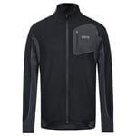 GORE WEAR Men's Long-sleeved Running Shirt, R3, Partial GORE WINDSTOPPER, Black/Terra Grey, XL