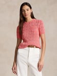 Polo Ralph Lauren Cable Knit Short Sleeve Jumper, Cotton Rose