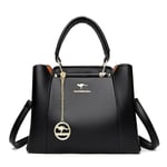 Fashion Dam Soft PU Läder Handväska Designer Axelväska Crossbody Väska Dam Stor Kapacitet Shopping Messenger Tote Väska Black