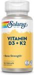 Solaray Vitamin D3 + K2 for Immune System+Bone & Blood Clotting 120VegCaps
