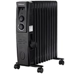 Belaco Oil Filled Radiators 11 Fins Portable Electric Heater Adjustable Thermostat Control 3 Heat Settings Portable Heater Overheat Protection 2500W Energy Efficient Heavy-Duty Castor