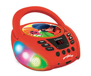 Lexibook - Miraculous Ladybug Chat Noir - Lecteur CD Bluetooth pour Enfants - Portable, Effets Lumineux, Prise Micro, Entrée aux-in, Pile ou Secteur, Filles, Garçons, Rouge - RCD109MI