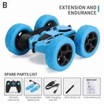 Remote Control 2.4g Roll Car 360 Degree Rotating Double Flip B Blue Dual Battery Version