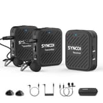 SYNCO 2,4G Système de Microphone sans Fil, G1 (A2) Kit émetteur-Récepteur Transmission de 50M Micro Cravate Lavalier, Surveillance en Temps Réel pour Caméra DSLR PC Smartphone Enregistrement Vidéo