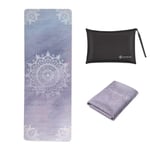 SNbrowse-KUG Tapis de yoga de voyage pliable, antidérapant de 0,6 cm d'épaisseur, léger, sac de transport, caoutchouc naturel et daim, tapis de fitness portable 183 x 66 x 1,5 mm, lavande mandala
