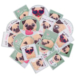 Navy Peony Playful Pug Sticker Set (18-Pack) - Waterproof, Durable, Dog Themed | Square, Vertical Stickers for Planners | Big, Round Decals for Laptops, Water Bottles