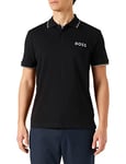 BOSS Mens Pelogox Stretch-Cotton piqué Polo Shirt with Logo Detail Black