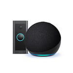 Ring Video Doorbell Wired, by Amazon, Works with Alexa + Ring Plug-In Adaptor (2nd generation), Works with Alexa + All-new Echo Dot (5th generation, 2022 release), Charcoal - Smart Home Starter Kit