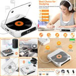 KOVCDVI Portable CD Player with Bluetooth & 1200mAh Rechargeable White 