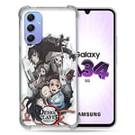 Cokitec Coque Renforcée en Verre Trempé pour Samsung Galaxy A34 5G Manga Demon Slayer Blanc