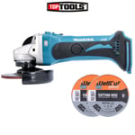 Makita DGA452 18v 115mm LXT Angle Grinder With Metal Cutting Disc Pack of 2
