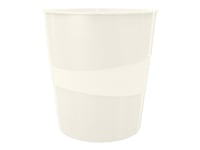 Leitz Wow - Avfallskorg - 15 L - Handtag - Polypropylen (Pp), Polystyren - Pärlvit