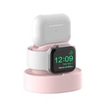 SOKUSIN Charging Stand for Apple Watch SE, Series 6, 5, 4, 3, 2, 1, 44mm / 42mm / 40mm / 38mm, Easy Install Holder For AirPods & AirPods Pro & Airpods 3 Charger Dock (Cable NOT Included) Pink