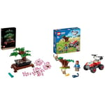 LEGO 10281 Icons Bonsai Tree Set for Adults, Plants Home Décor Set with Flowers & 60300 City Wildlife Wildlife Rescue ATV