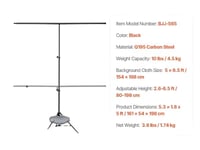 Backdrop Ställning, Justerbar Höjd 2,6-6,5 ft, Stöder 10 lbs,5 x 6.5 ft