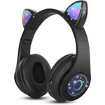 Trådlösa Bluetooth-hörlurar hopfällbara stereo-ljudhörlurar kattöronhörlurar med inbyggd mikrofon Bluetooth-hörlurar för barn till telefoner surfplatta PC (B