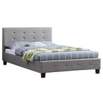 IDIMEX Lit Simple pour Adulte Marlon Couchage 120 x 190 cm avec sommier 1 Place et Demi / 1 Personne, tête et Pied de lit capitonnés, revêtement en Tissu Gris
