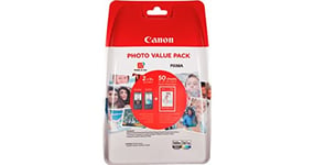 Canon PG-560 XL CL-561 XL VALUE Pack de 2 cartouches (Noir XL Couleur XL) +50 feuilles Papier Photo Canon 10x15cm Certifié Canon (Plastique Obsolète 2018)