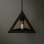 Modern Industrial Ceiling Pendant Light Fitting Triangle Cage Style Lights Black