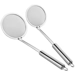 2 Pack Filter Spoon,Stainless Steel Fine Wire Mesh Oil Filter Deep Fat Fryer Skimmer Spoon Soup Residue Oil Strainer Colander Spoon Non-Slip Lightweight Kitchen Tool.(Silver)