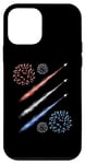 Coque pour iPhone 12 mini Red White and Blue Fighter Jets with Contrail and Fireworks