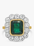 Milton & Humble Jewellery Second Hand 18ct White & Yellow Gold Emerald & Diamond Cluster Ring, Dated 2011