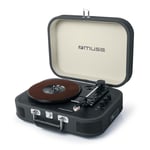 Platine vinyle stéréo Noire 33/45/78 tours avec enceintes intégrées - USB/SD/AUX - Prise casque