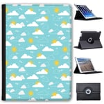 Fancy A Snuggle Weather Pattern Sun & Clouds Faux Leather Case Cover/Folio for the Apple iPad 9.7" 5th Generation (2017 Version)