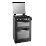 Montpellier MDOG60LK 60cm Gas Double Oven With Lid Black - LPG Jets Included