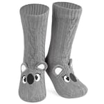 CityComfort Chaussettes Chaussettes Antidérapantes Femme Hiver, Chaussons Chaussettes Femme Animaux Fantaisie, Cadeau Cocooning Femme Taille Unique 37-41 (Gris Koala)