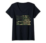 Womens Doctor Healer Protector Hero Camouflage Flag V-Neck T-Shirt