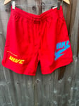 Nike Multi Logo Woven Shorts Red Size Medium Standard Fit Summer Holiday Casual