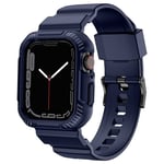 Apple Watch Series 7/6/SE/5/4/3/2/1 - 45/44/42mm - Gummi cover & rem - Mørkeblå