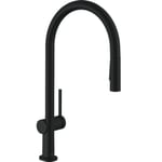 Hansgrohe Talis M54 Single Lever Kitchen Mixer 210 With Pull-Out Spray And Sbox, 2 Spray Modes, Matt Black, 72801670