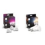 Philips Hue White & Colour Ambiance Smart Spotlight 3 Pack LED [GU10 Spotlight] & New White Ambiance Smart Light Bulb 2 Pack 75W