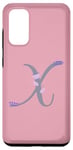 Galaxy S20 Pink Elegant Lavender and Pearl Monogram Letter X Case