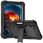 Coque Compatible avec iPad Mini 6 3 Couches Antichoc en Silicone Souple avec Support intégré pour iPad Mini 6 8,3" 2021 Noir