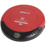 groov-e RETRO Compact CD Player - Personal Music Player with CD-R & CD-RW Playback - Anti-Skip Protection, Programmable Tracks - Earphones Included - Micro-USB or Battery Powered - Red
