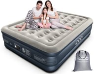 iDOO King size Air Bed, Inflatable bed with Built-in Pump, 3 Mins Quick Self-Inflation/Deflation Air Mattress, Blow Up Bed for Home Portable Camping Travel 203x152x38cm 295kg MAX